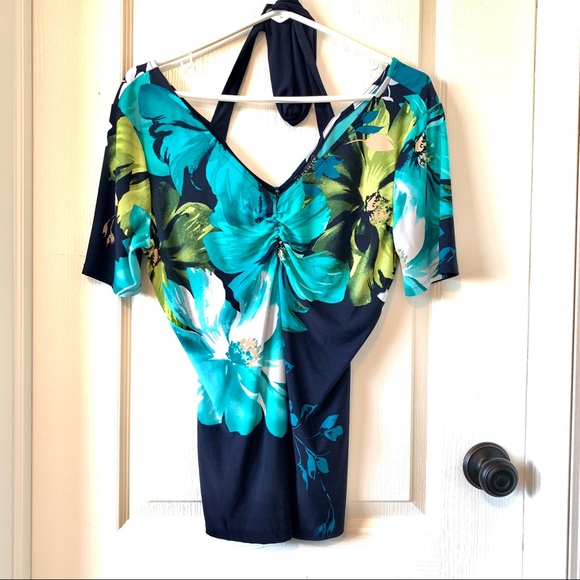 VENUS Jersey Knit Floral Strappy Back Blouse—SZ. M - Picture 5 of 14